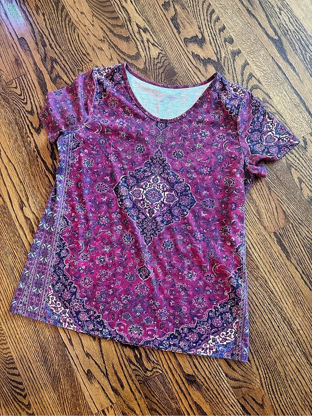 Soft Paisley Short Sleeve Top in Pink & Purple